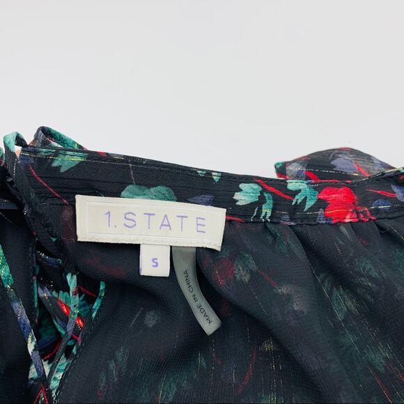 1. State The Curator Rich Black Floral Blouse - Picture 10 of 11